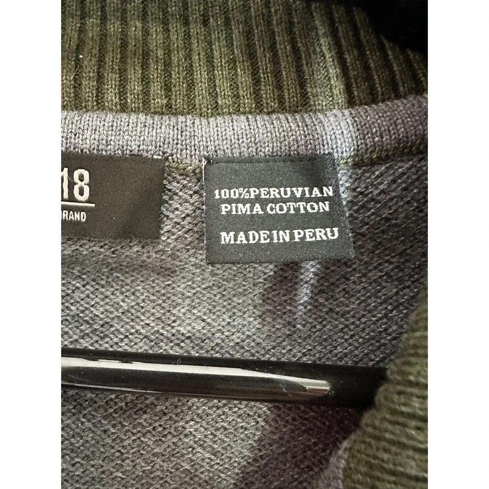 Rule‎ 18 Bobby Jones Mens XL 1/4 Zip Pima Cotton Sweater Evergreen Gray Pullover